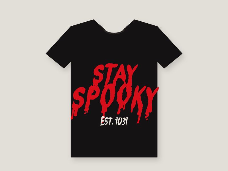Halloween fonts for Cricut: STAY SPOOKY shirt design cut from heat transfer vinyl on a black tee