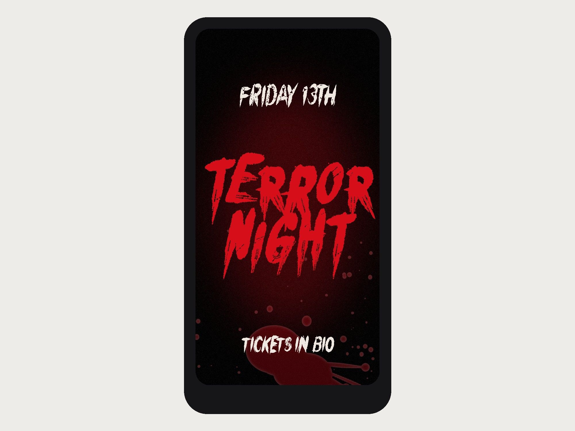 Terror Night Instagram story designed with a horror font